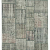 Handmade oriental contemporary 177 cm x 247 cm grey patchwork carpet