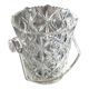 Vintage glass ice bucket stamped with a metal handle