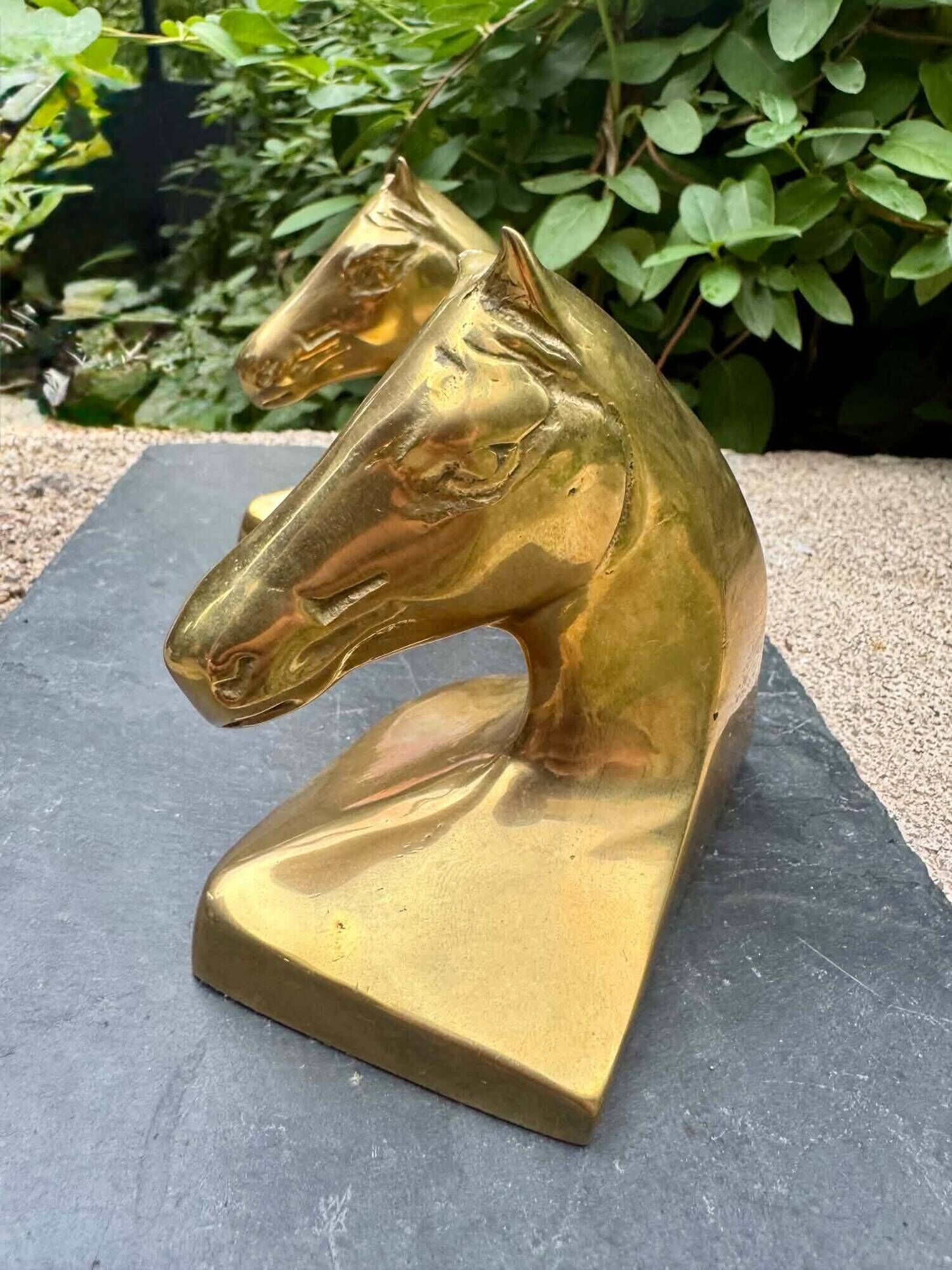 Pair of brass bookends horse Art Deco