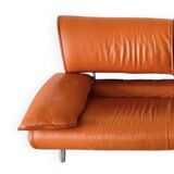 Orange leather 2 seater sofa