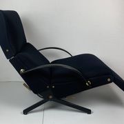 Midcentury dark navy blue Italian lounge chair by Osvaldo Borsani for Tecno, 1950s