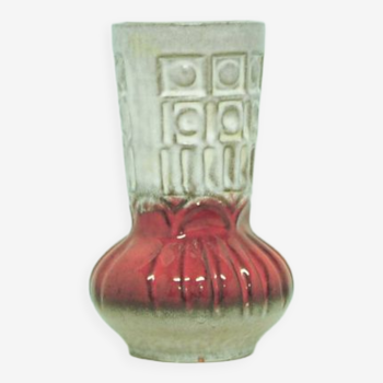 Vase vintage gris et rouge de l’allemagne de l’ouest carstens