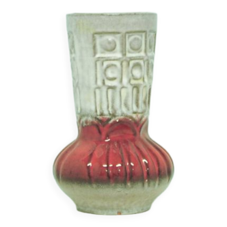 Vase vintage gris et rouge de l’allemagne de l’ouest carstens