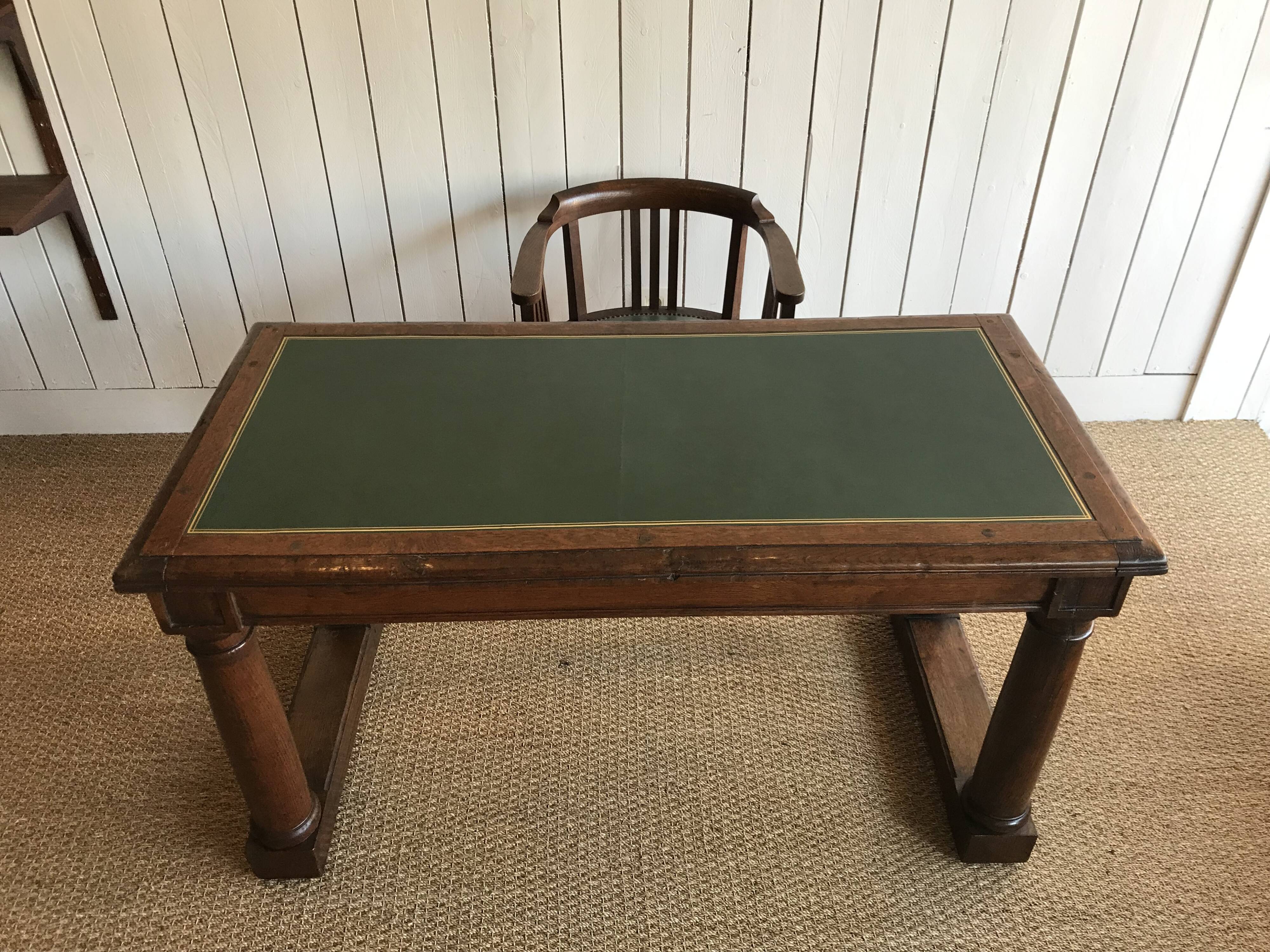 Oak and leather desk. Restored.