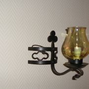 Lustre et ses 2 appliques en fer forgé 1960