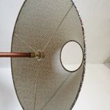 Wood and brass floor lamp