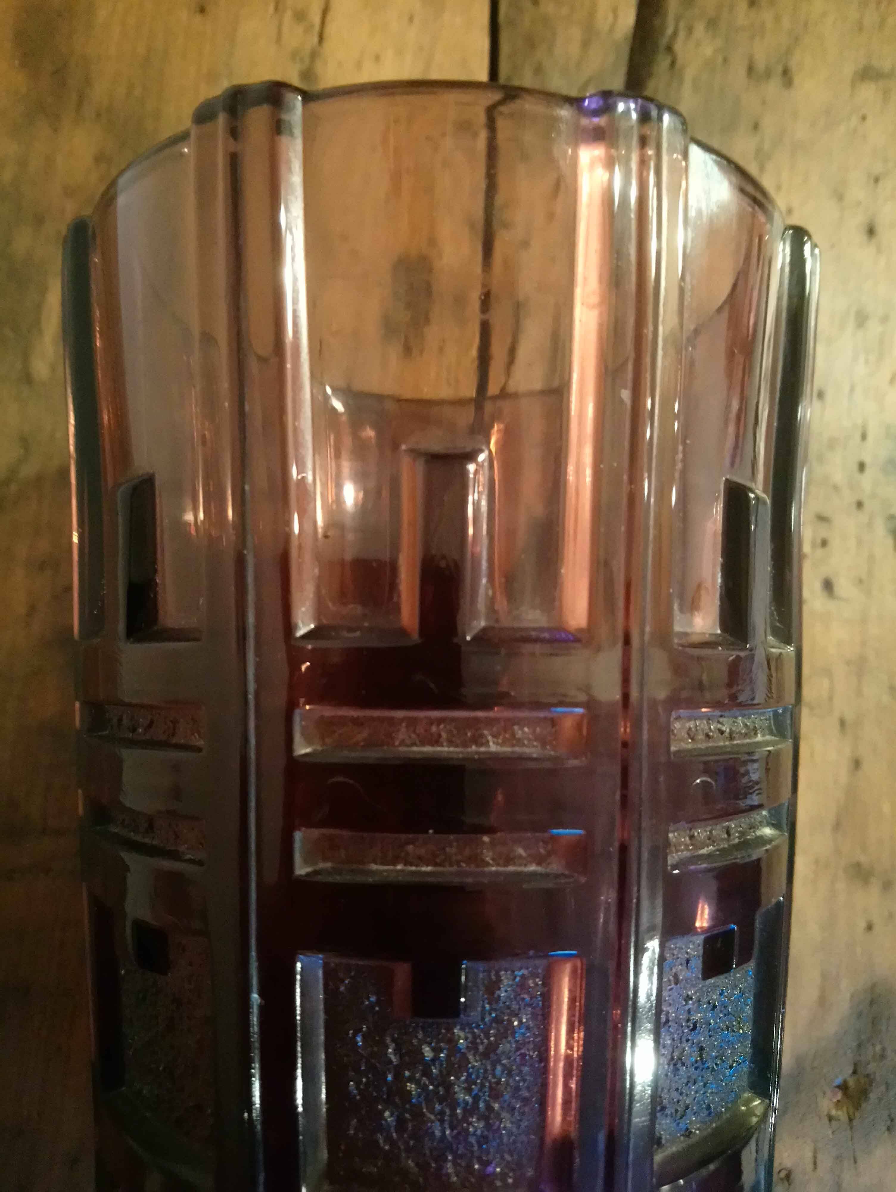 Vase val-saint-lambert en verre collection luxval 1930 art déco