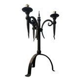 Medieval Iron 3-Branch Candle Holder: Chateau Style French Ironwork