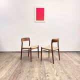 Mid-Century Model 75 Chairs in Teak by Niels O. Møller for J.L. Moller, 1950, Set of 2