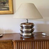 Pied de lampe de table chromé Hollywood Regency, Luci Milano, Italie, années 1970