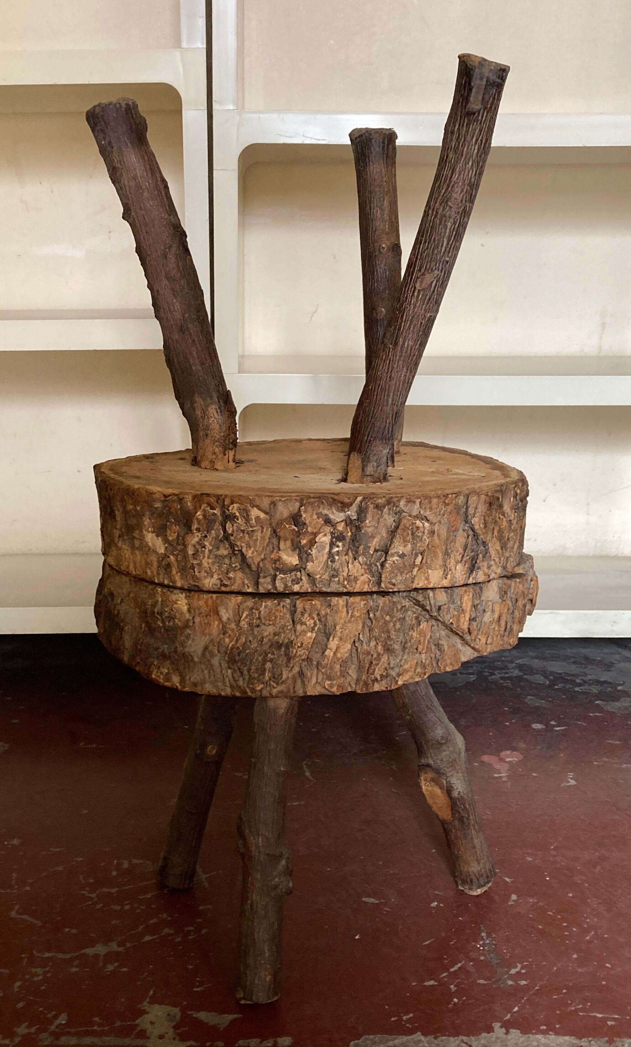 Pair of mountain coffee tables made of logs 1970