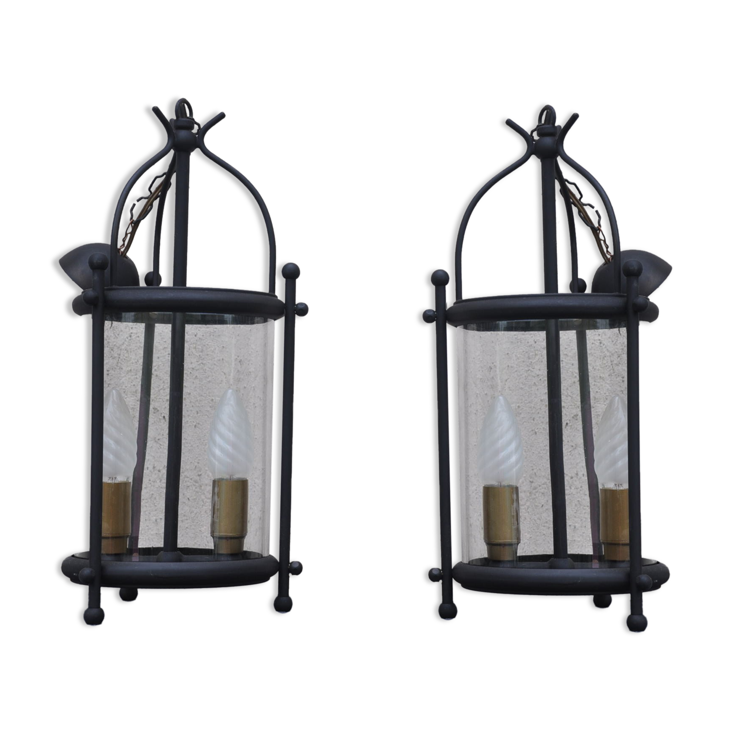 Pair of vintage black lanterns