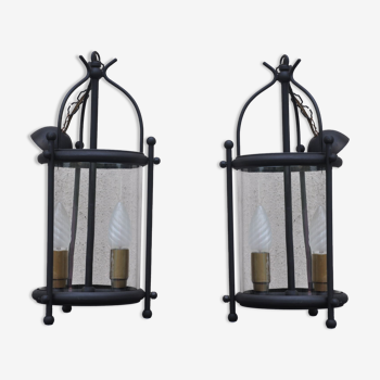 Pair of vintage black lanterns