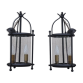 Paire de lanternes noires vintage