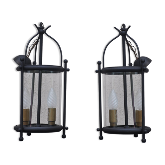 Pair of vintage black lanterns