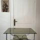 Console, guéridon en métal, marbre et verre fumé, 1980