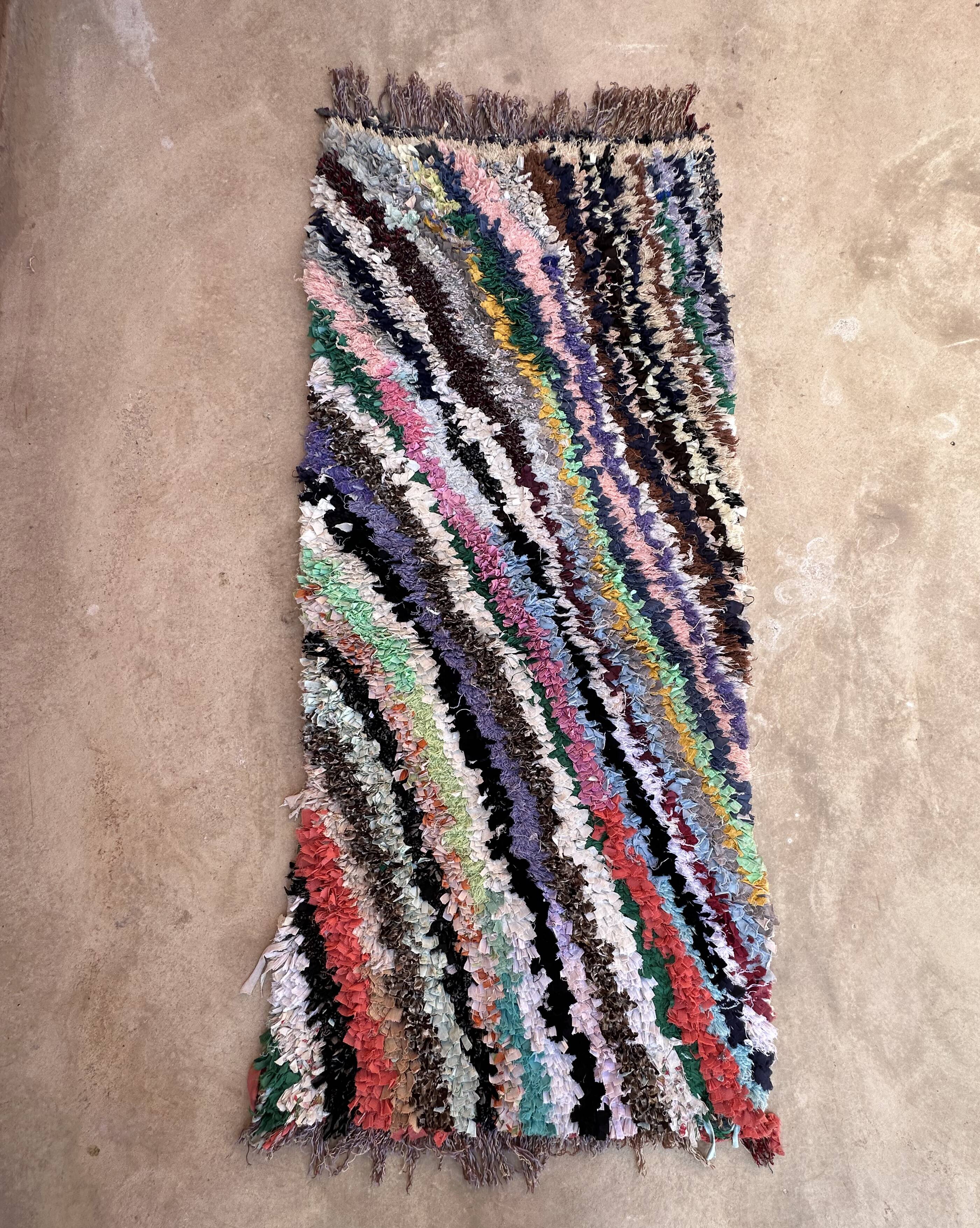 Colorful Boucherouite Moroccan rug - 89 x 202 cm