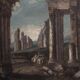 Peinture capriccio architecturale italienne du 20e siècle