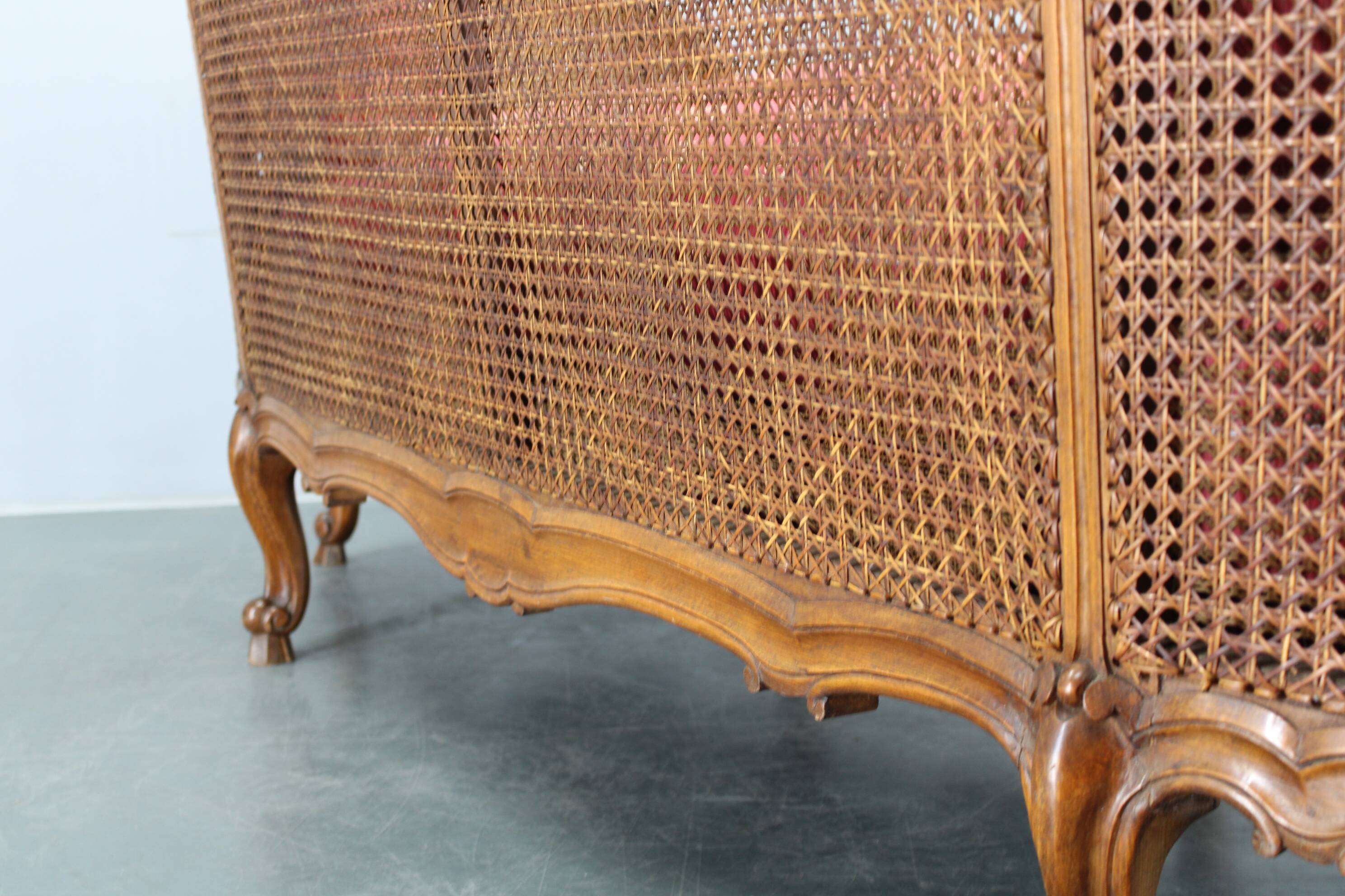 Antique Carved Sofa with Cane Sides , Czechoslovakia