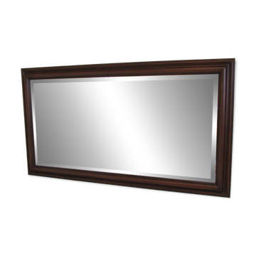 Grand miroir rectangulaire biseauté , cadre bois