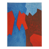 Serge poliakoff: blue and red composition - original lithograph