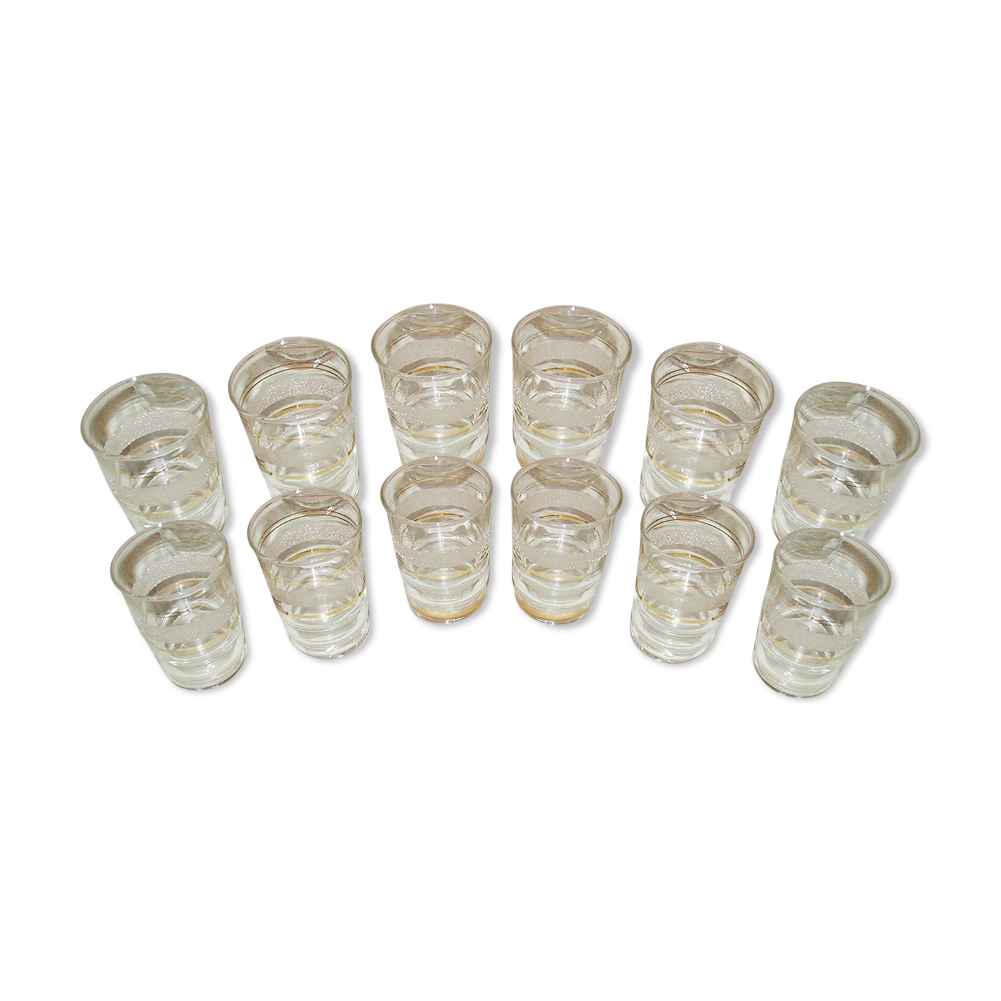 Glass service 6 people granite glass with 70's gilded eds