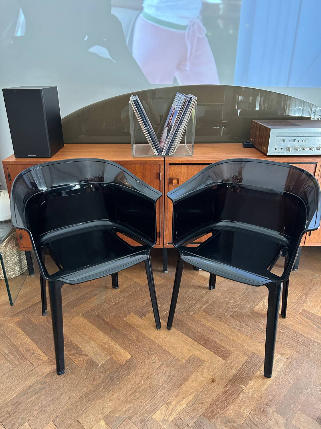 "Papyrus" black armchairs designed by Ronan and Erwan Bouroullec.