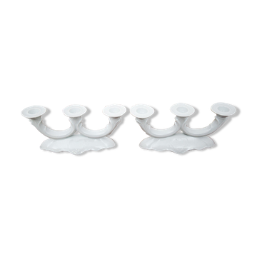 Pair of porcelain candlesticks