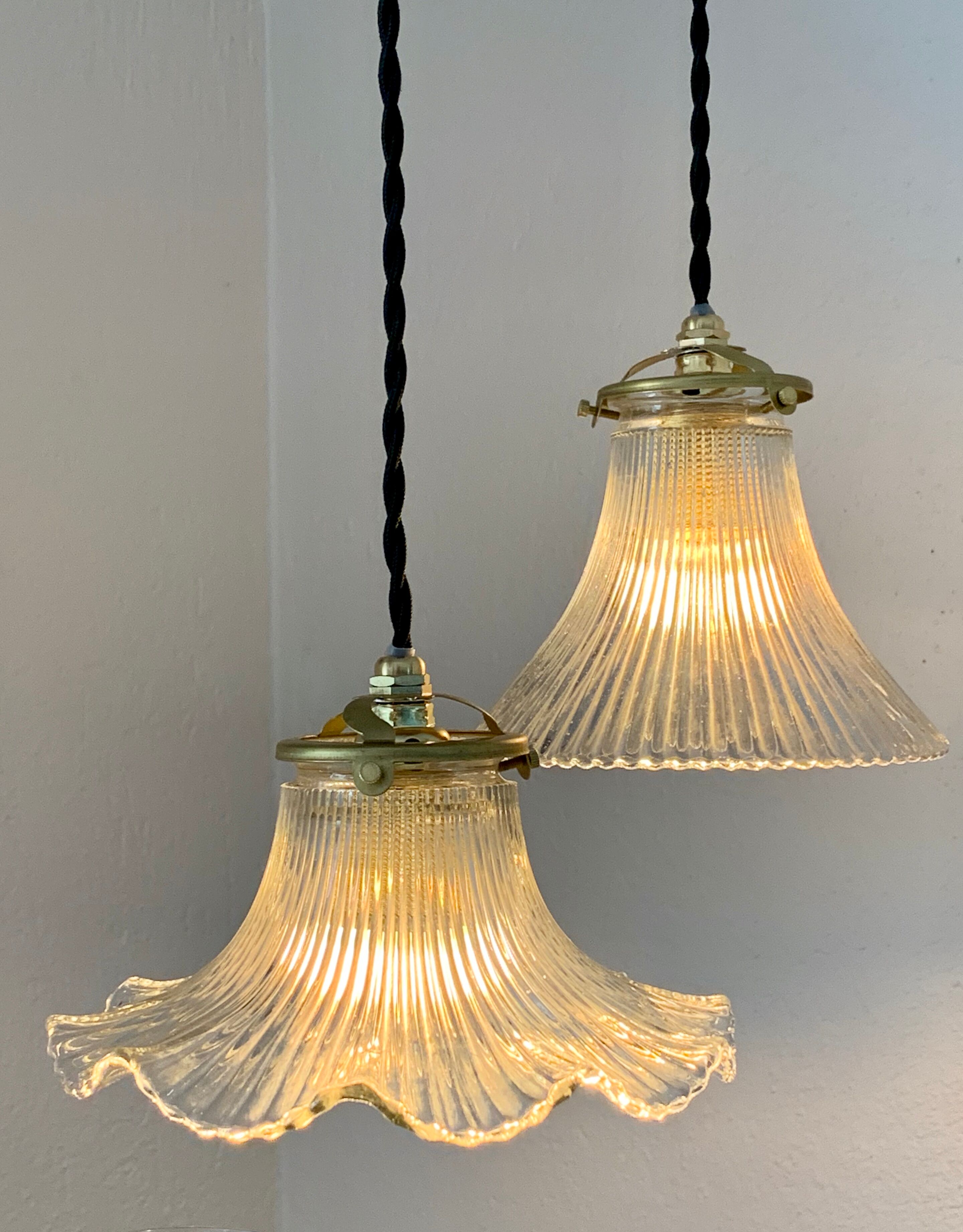 Duo lamps Holophane floral style