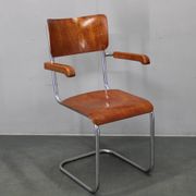 Bauhaus cantilever armchair in chrome tubular steel and beech, 1930s