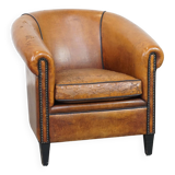 Sheep leather club chair with patina