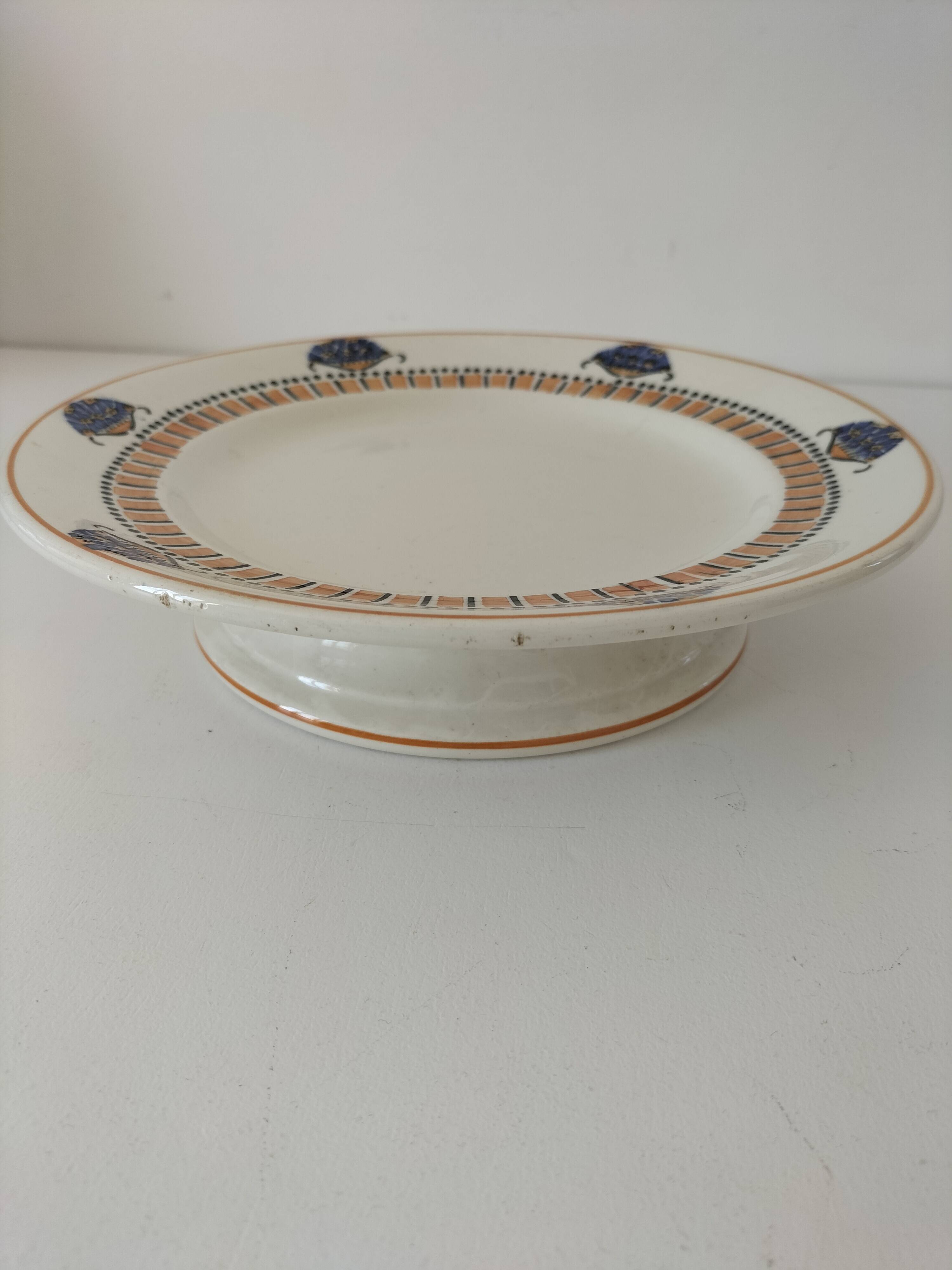 Longwy art deco piedouche dish