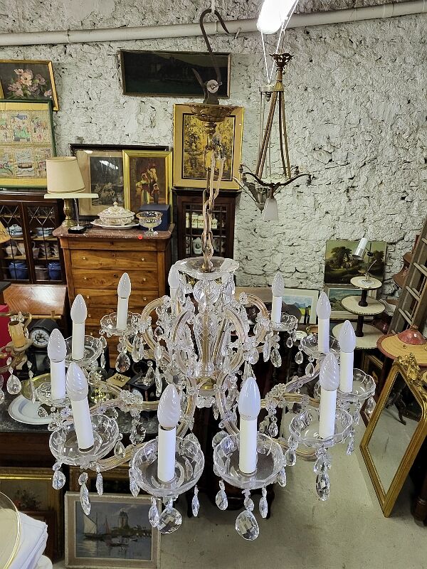 Lustre pampilles gaine de verre 12 ampoules