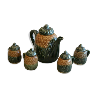 Tea and coffee service 4 cups with lid + teapot 0.5L vegetable form