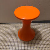 Vintage orange Tam Tam stool – Original stamp – 1970s