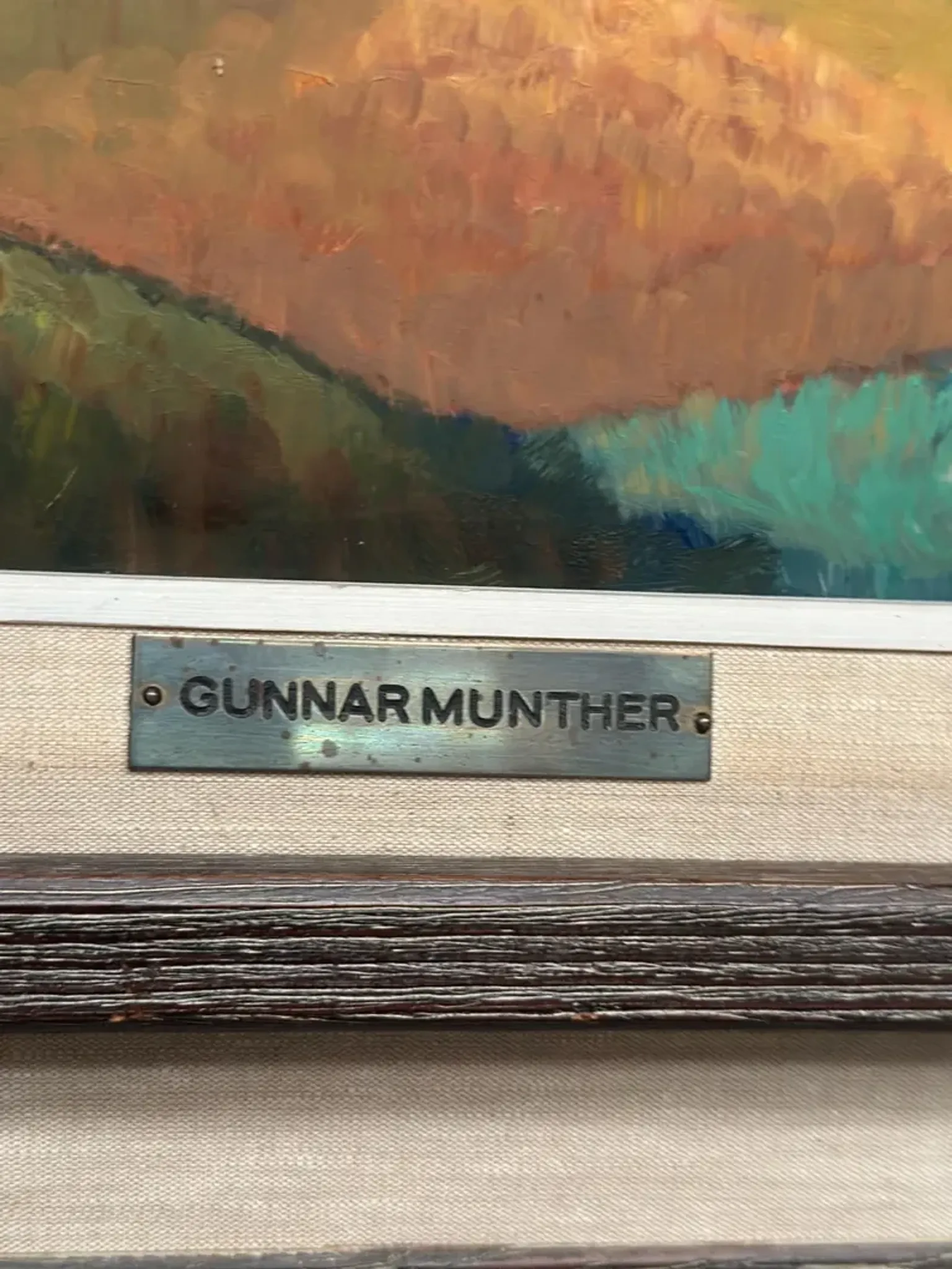 Original Swedish Oil on Panel – "Landscape" by Gunnar Munther – Signed – Vintage and Framed – 64 × 38 cm (25.2" × 15")