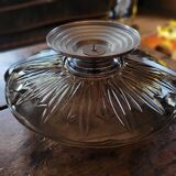 Art Deco stemmed bowl - Smoked glass and silver-plated metal - 1940s