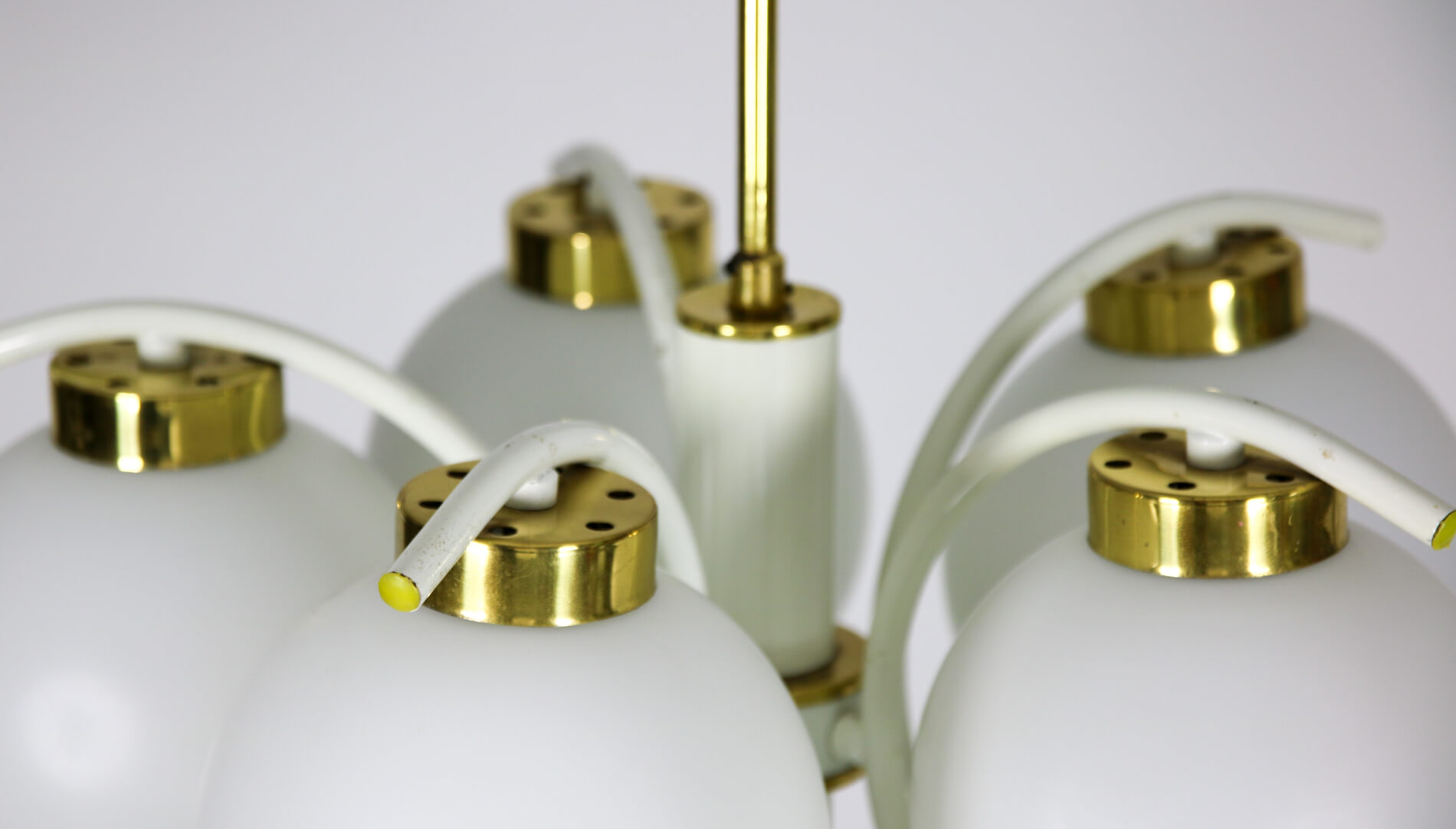 Lustre en laiton à 5 bras du milieu du siècle