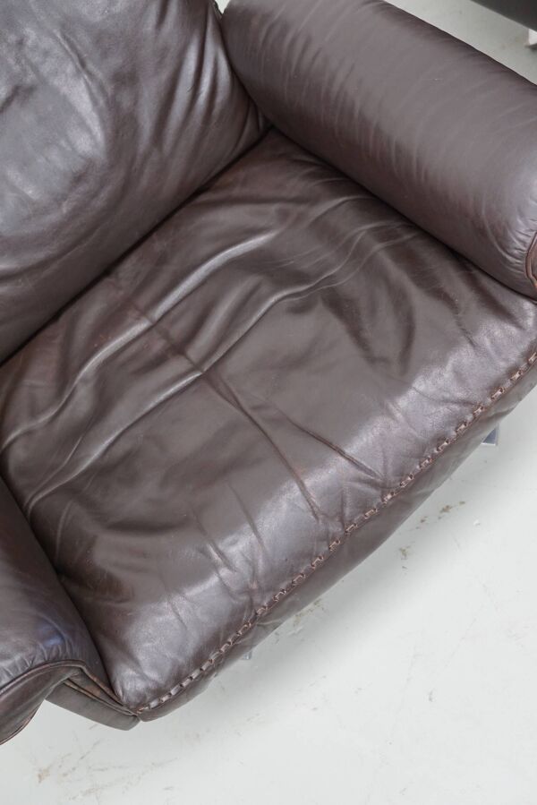 Paire de fauteuils pivotants vintage De Sede DS-31 en cuir marron
