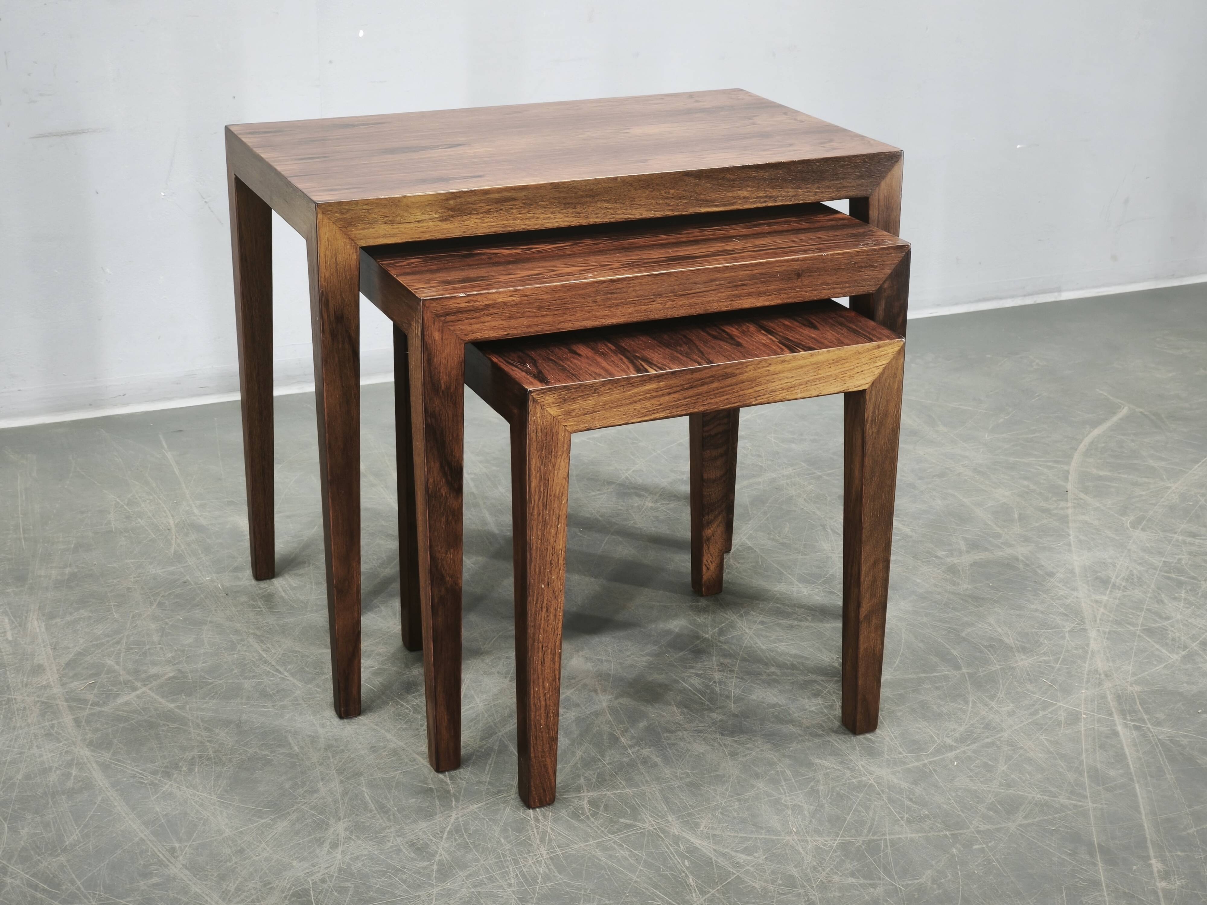 Severin Hansen Nesting Tables for Haslev, Denmark, 1960s
