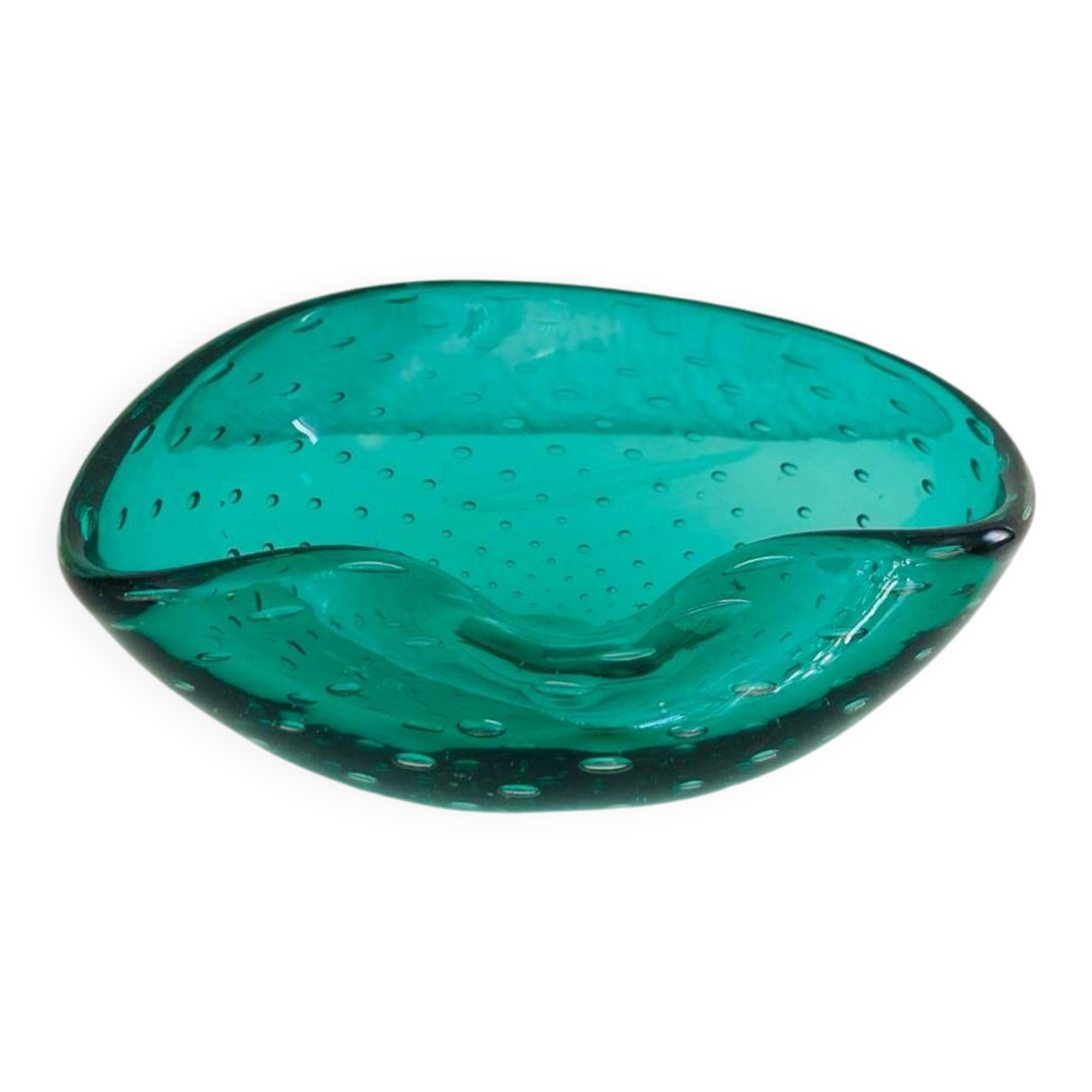 Ashtray or bowl in emerald green blown glass - Murano circa 1970
