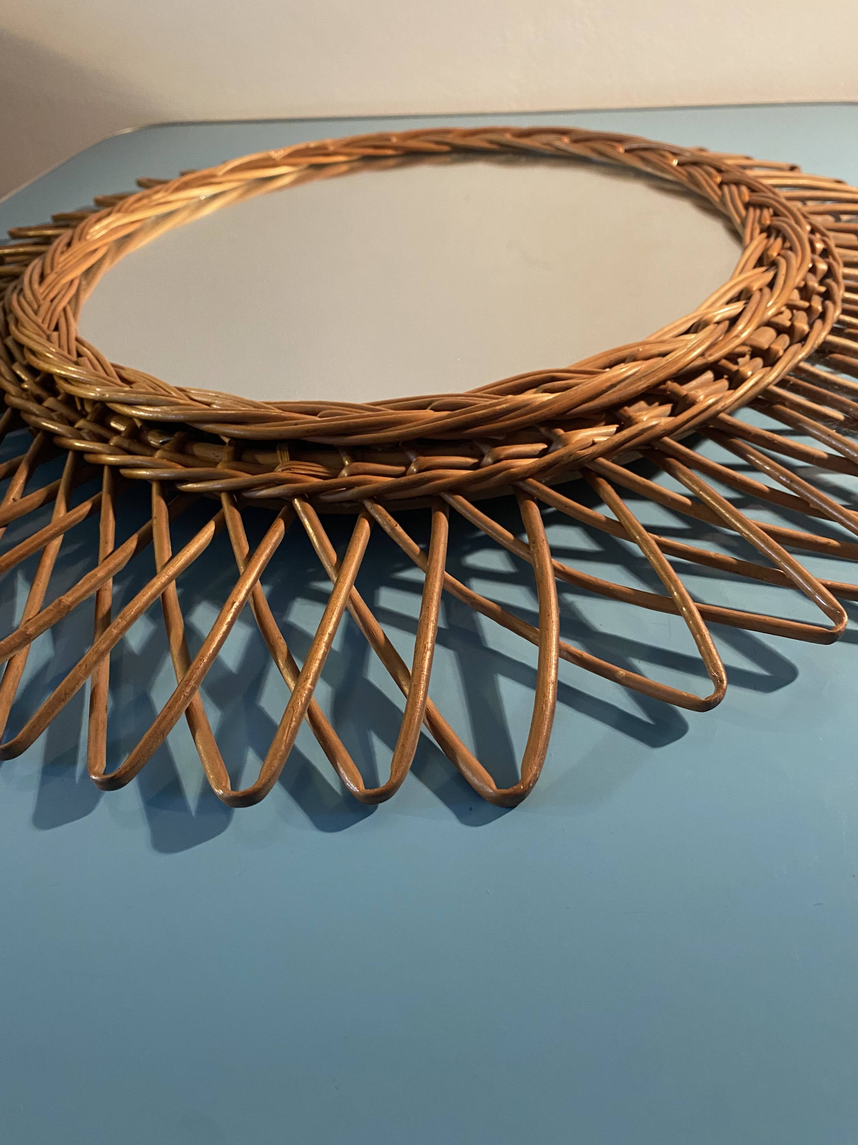 sun rattan mirror