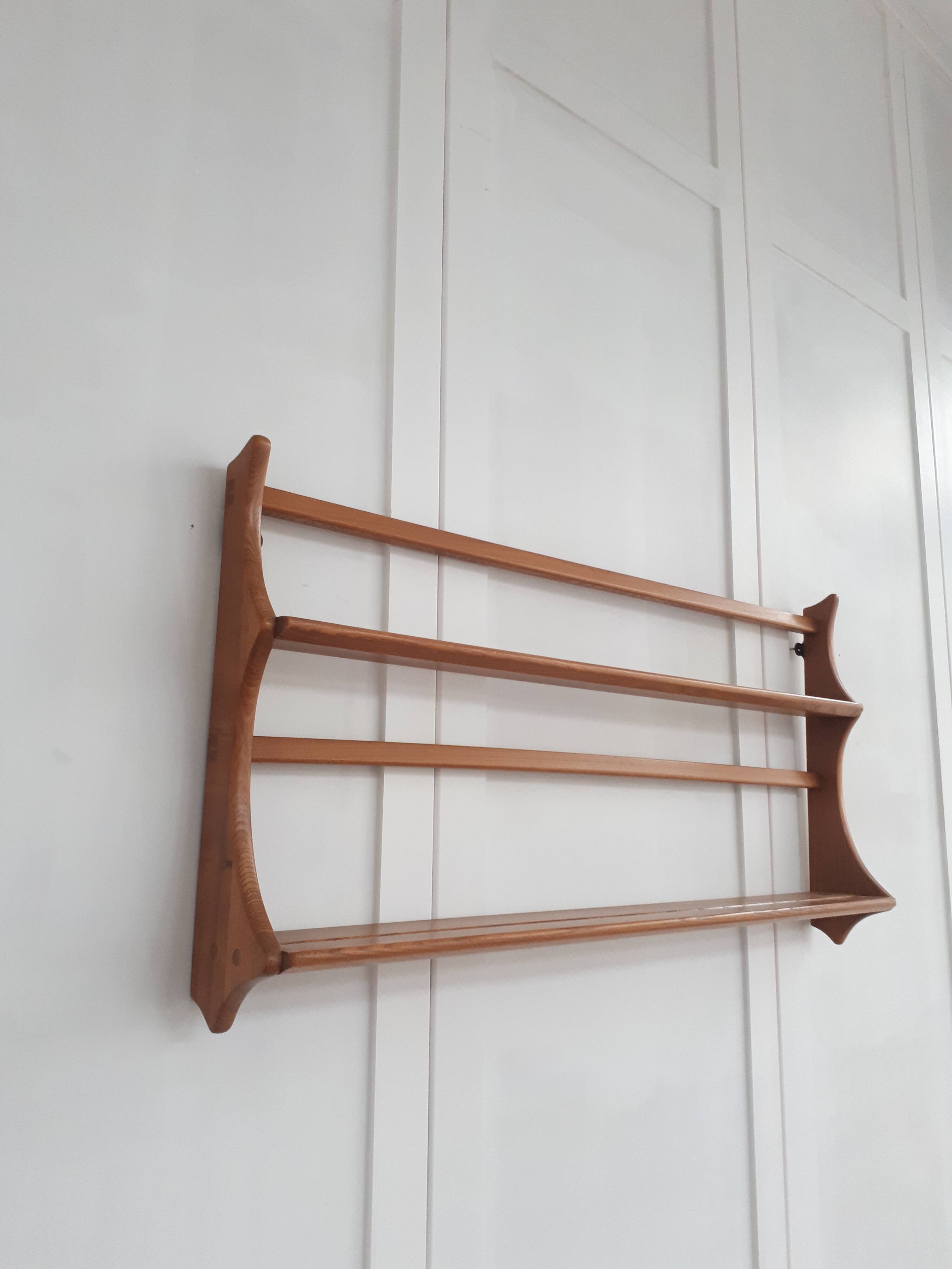Vintage wall shelf in solid elm by Lucian Ercolani C1960 Ercol