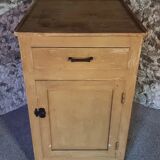 Vintage French Kitchen Work Cabinet - Rustic Painted Pine with Drawer and Cupboard (112 x 70 x 82 cm)