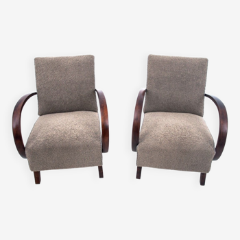 Pair of Art Deco armchairs by J. Halabala from the 1930s, Czechoslovakia. After renovation.
