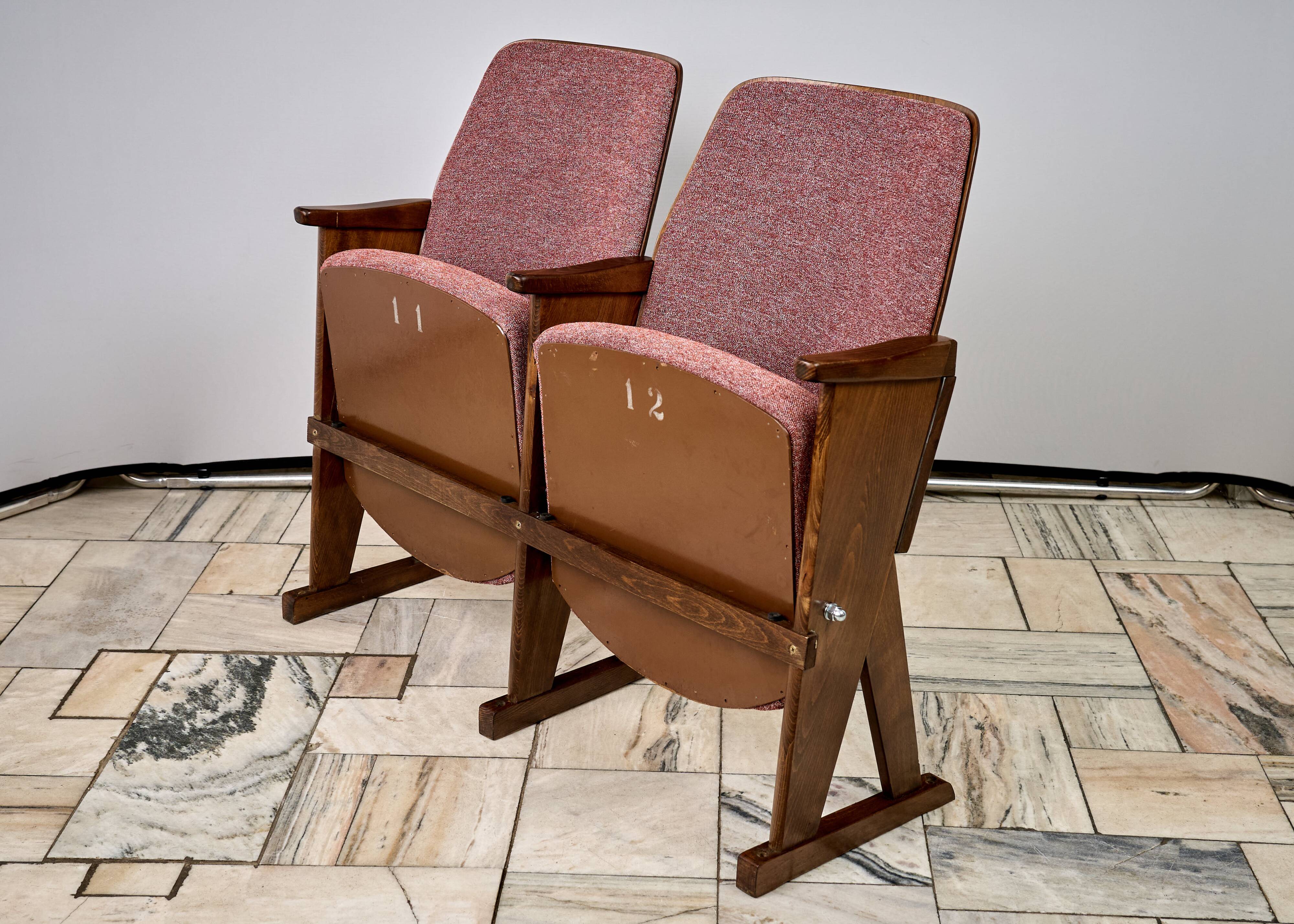 Vintage Red Folding Cinema Chairs, 1970s Czechoslovakia