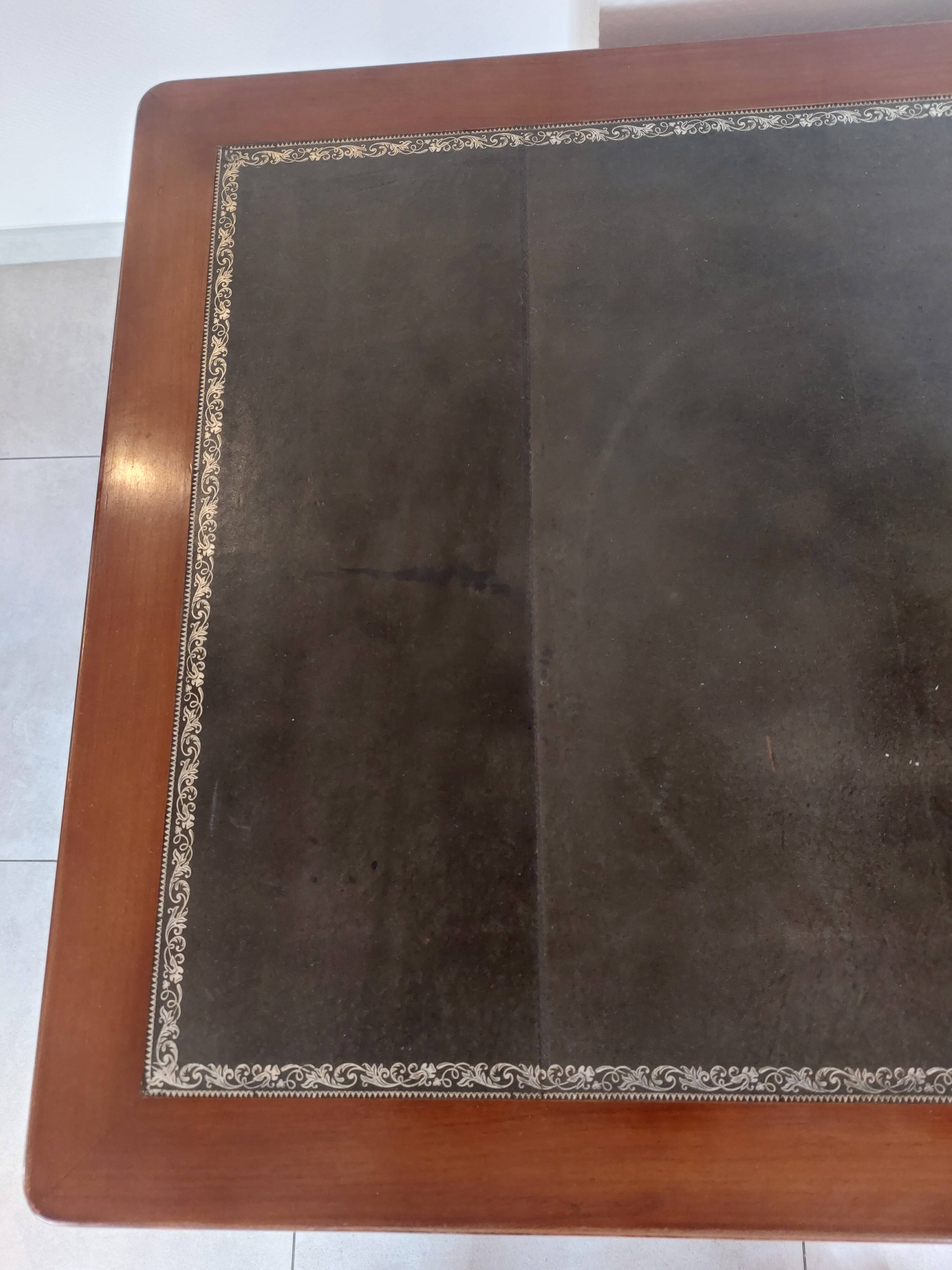 Wooden desk, leather top, extensions