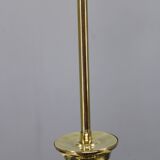 Art Deco brass and wood chandelier with champagne glass, Czechoslovakia 1930s