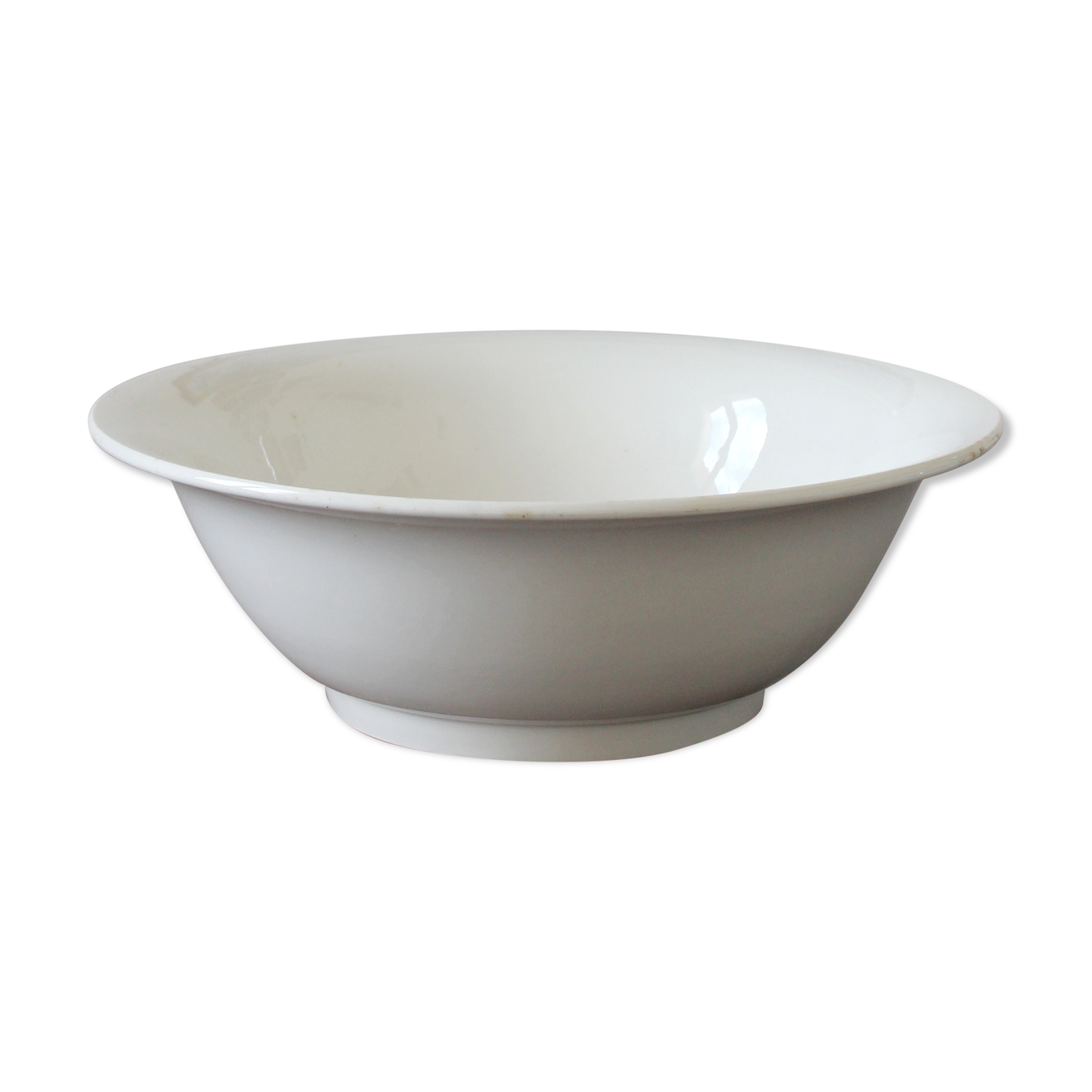 Salad bowl in white earthenware iron earth Digoin Sarreguemines