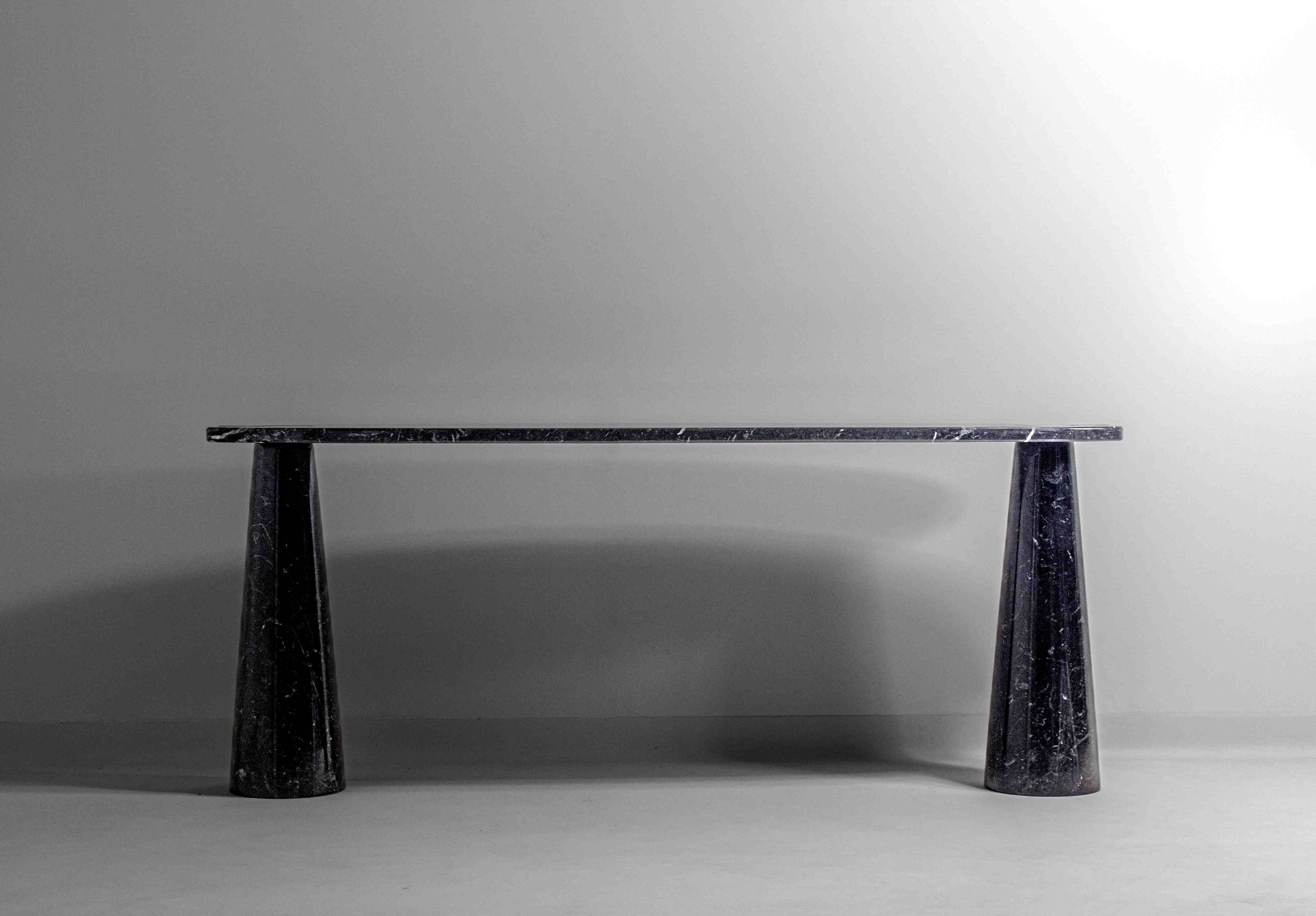 'Eros' console table in black marquina marble by Angelo Mangiarotti